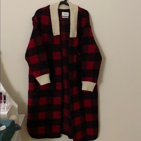 Isabel Marant Jackets & Blazers - Isabel Marant Red and Black Checkered Trench Coat